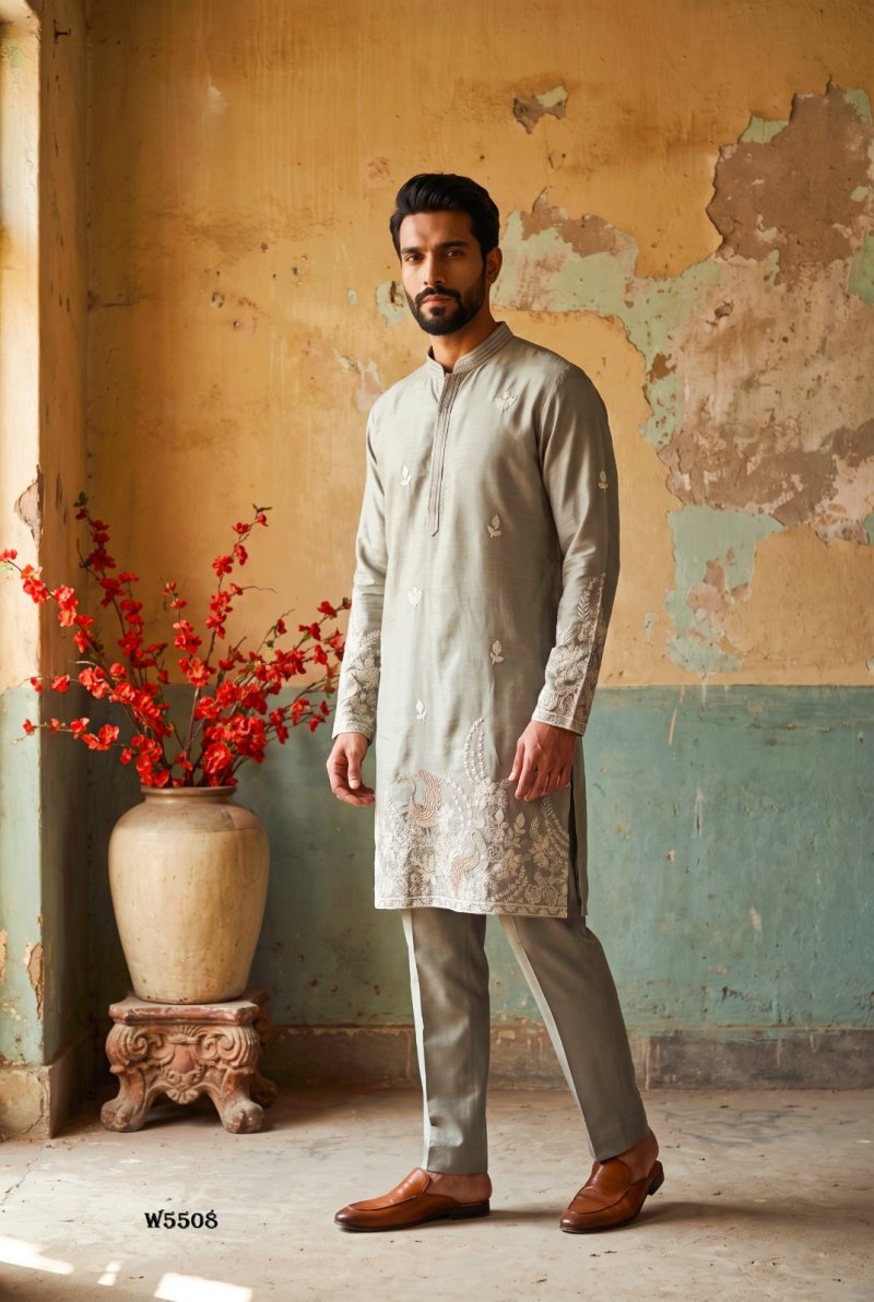 Outluk Wedding Vol 55 Lachaka Silk Mens Kurta With Pajama